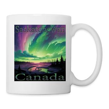 Canada Saskatchewan Northern Lights Holiday Design - Mug blanc - blanc - Droite