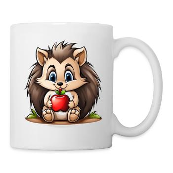 Hedgehog Autumn Kids Pillow Cup Sticker Button - Mug - white - Right