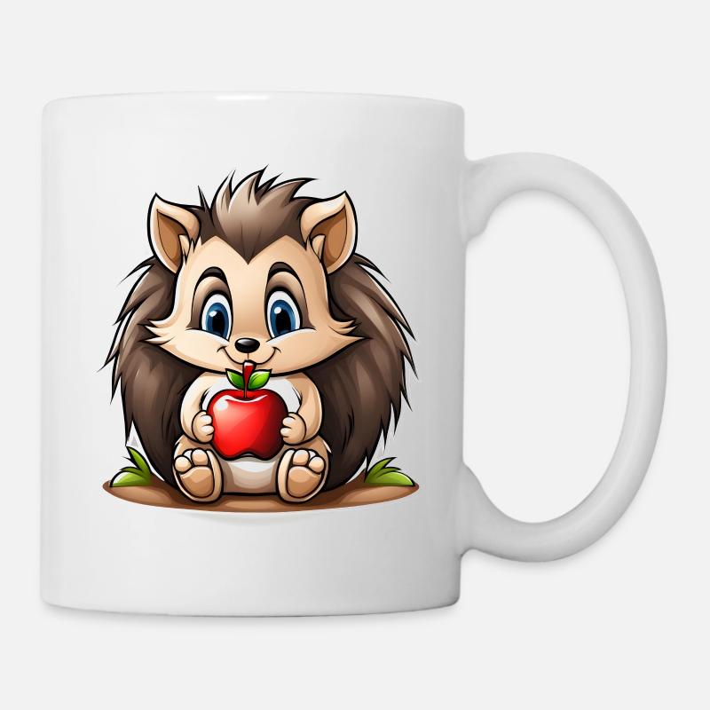 Igel Herbst Kinder Kissen Tasse Sticker Button - Tasse - Weiß
