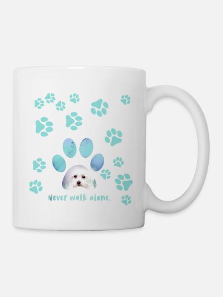 Never walk alone, dog, paws, maltese - Mug - white