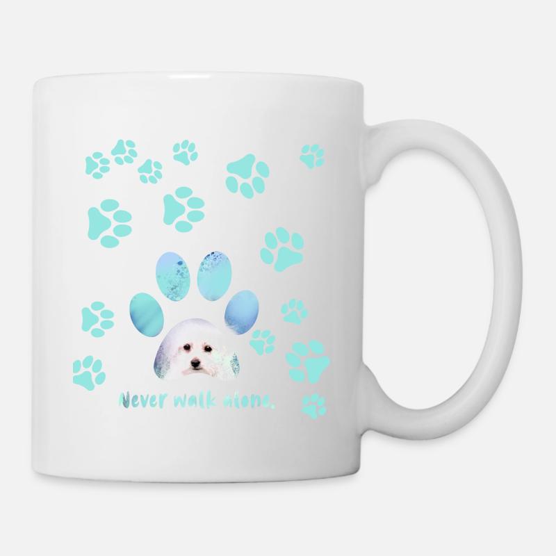Never walk alone,hund, Pfoten,malteser - Tasse - Weiß