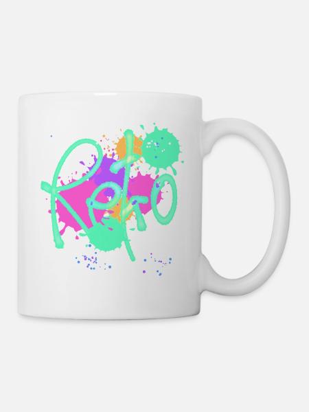 Retro,typo,neon,splash, bunt - Tasse - Weiß