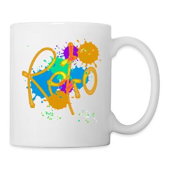 Retro,typo,neon,splash, bunt - Tasse - Weiß - Rechts