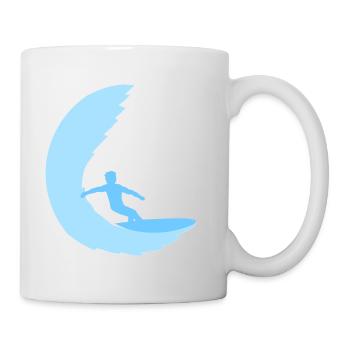 Surfer Surfbrett Runde Blaue Kreis Welle Surfen - Tasse - Weiß - Rechts