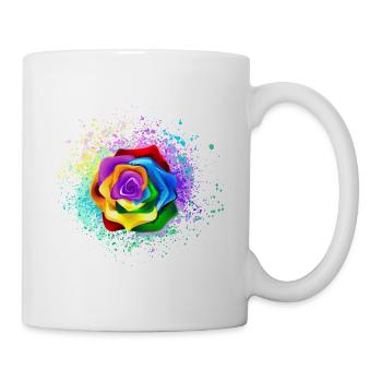 Rosenblüte farbenfroh auffällig schön - Tasse - Weiß - Rechts