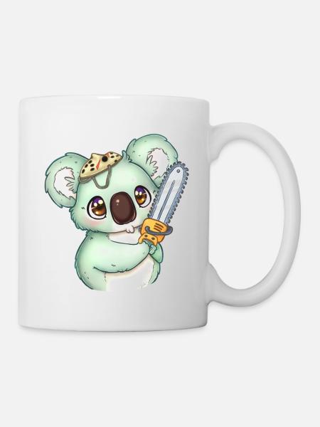 Koala mit Kettensäge - Tasse - Weiß