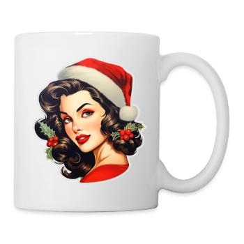 Woman with santa hat - Mug - white - Right