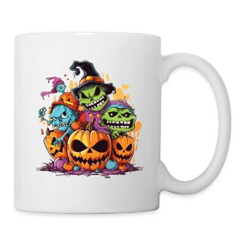 Halloween Monster Zombie Gruselig Horror Kostüm - Tasse - Weiß - Rechts