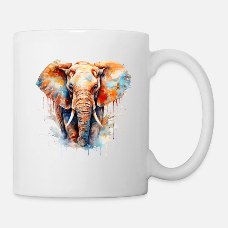 Elefant wasserfarben - Tasse - Weiß