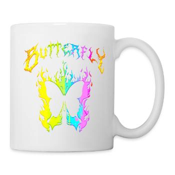 Schmetterling Insekt Schmetterling Natur Sommer bunte Kunst - Tasse - Weiß - Rechts