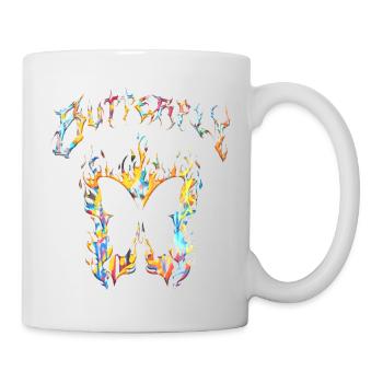 Schmetterling Insekt Schmetterling Natur Sommer bunte Kunst - Tasse - Weiß - Rechts