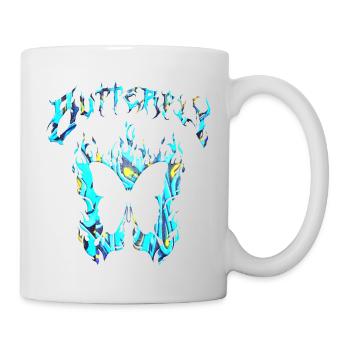 Schmetterling Insekt Schmetterling Natur Sommer bunte Kunst - Tasse - Weiß - Rechts