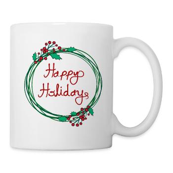 Frohe Feiertage Weihnachtsgirlande Kranz - Tasse - Weiß - Rechts
