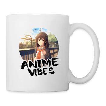 Jolie fille d’anime à la gare - chemise d’anime - Mug blanc - blanc - Droite