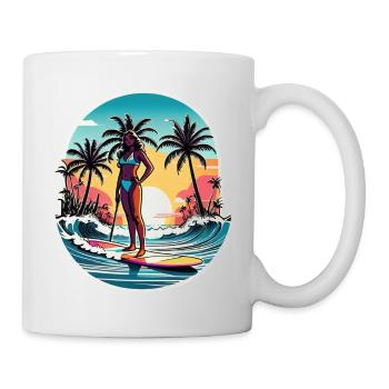 surf plage palmier soleil vacances - Mug blanc - blanc - Droite