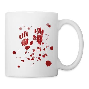 blood,,hands,blood spatter,halloween - Mug - white - Right