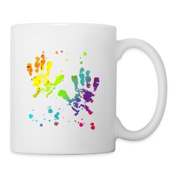Bunte Hände, Hände, bunt, LGBT - Tasse - Weiß - Rechts