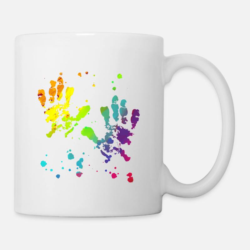 Bunte Hände, Hände, bunt, LGBT - Tasse - Weiß
