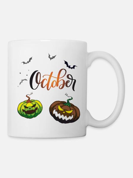 Oktober, Kürbis - Tasse - Weiß