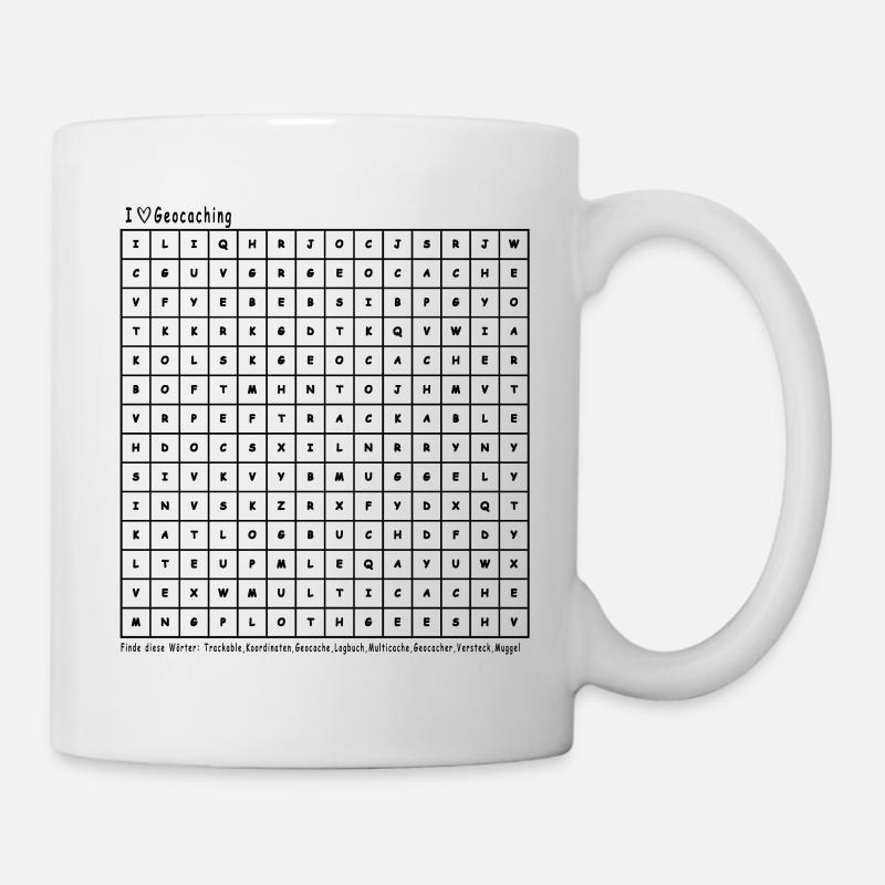 Wortsuchspiel "Geocaching" | Suchsel - Tasse - Weiß