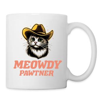 Meowdy Pawtner Cowboy Katze Meme Witzig Humor - Tasse - Weiß - Rechts