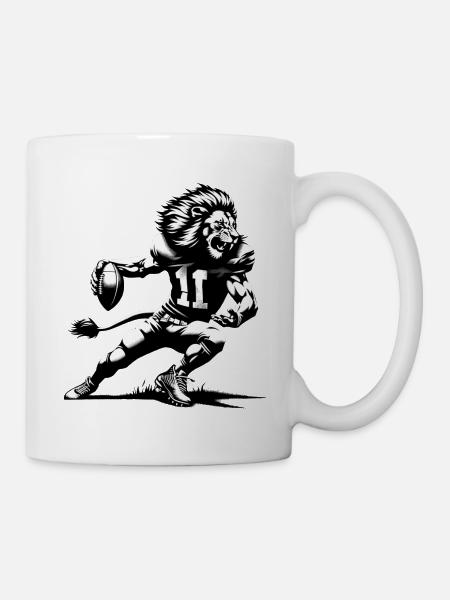 Löwe spielt American Football - Tasse - Weiß