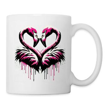 Des flamants roses en cœur dans une frénésie d’amour - Mug blanc - blanc - Droite