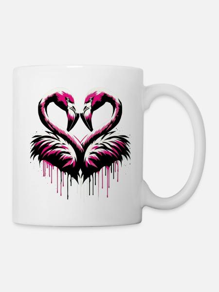 Herzflamingos im Liebesrausch - Tasse - Weiß