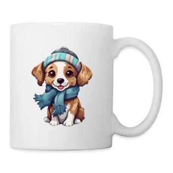 Animals in winter doggy with hat - Mug - white - Right
