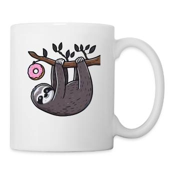 Faultier mit Donut - Tasse - Weiß - Rechts