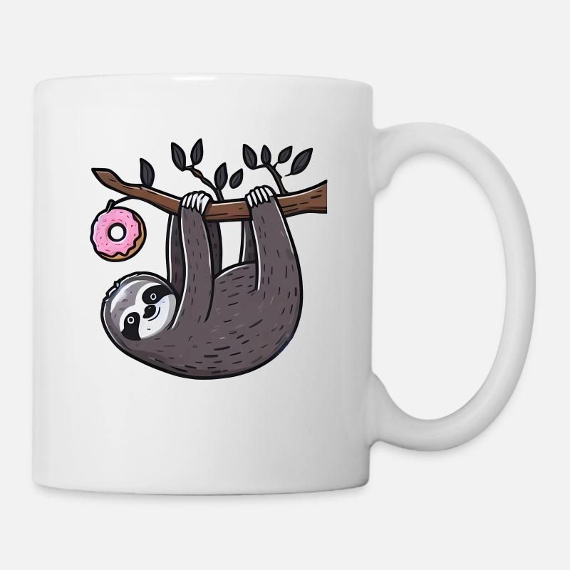 Faultier mit Donut - Tasse - Weiß