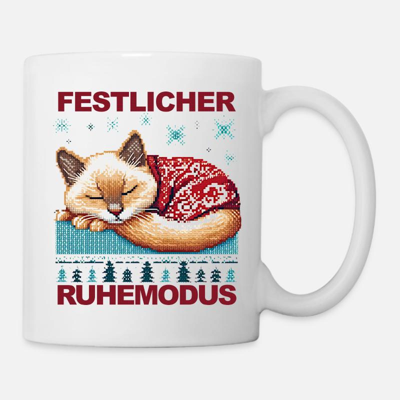 Ugly Christmas schlafende Katze - Tasse - Weiß