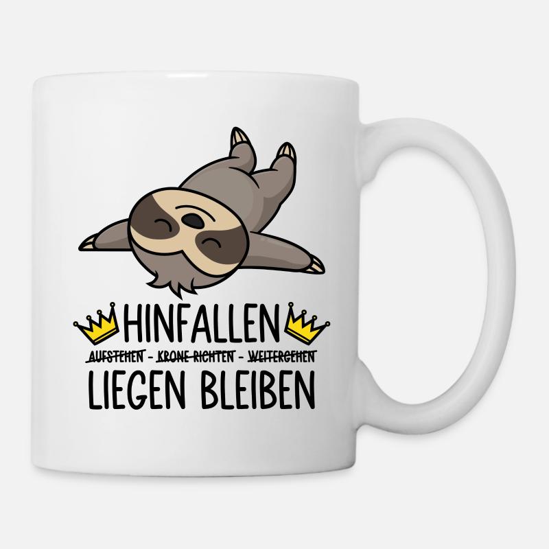 Hinfallen Liegen Bleiben - Faultier - Tasse - Weiß