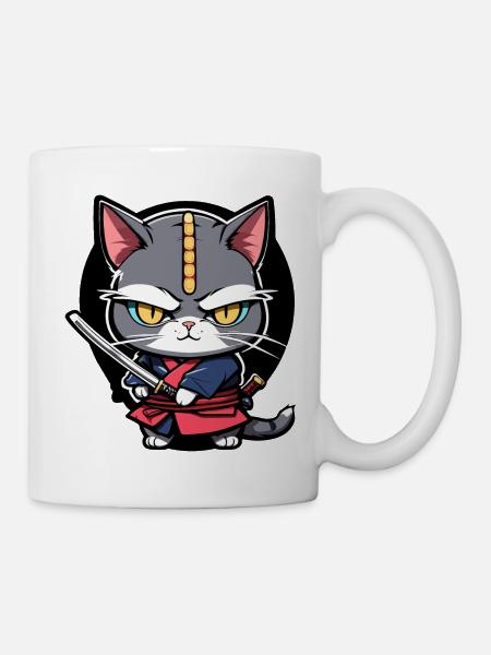 Samurai-Katze #8 - Tasse - Weiß