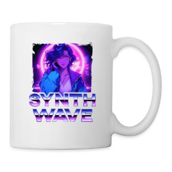 Synthwave Music Album Cover - Anime Shirt - Mug - white - Right