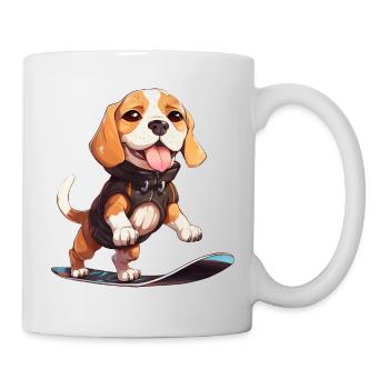 Süßer Beagle Snowboarder - Winterfreude im - Tasse - Weiß - Rechts