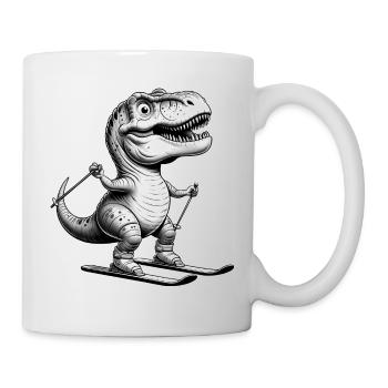 Dino-T-Rex im Winter - Ski-Abenteuer - Tasse - Weiß - Rechts