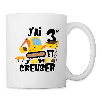 Pelleteuse Engins de Chantier Cadeau Enfant 3 ans - Mug blanc - blanc - Droite