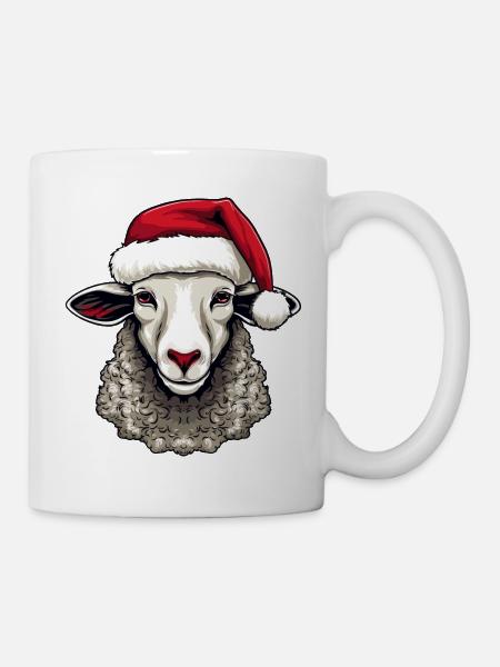 Mouton Noël Animal Tête Agneau - Mug blanc - blanc