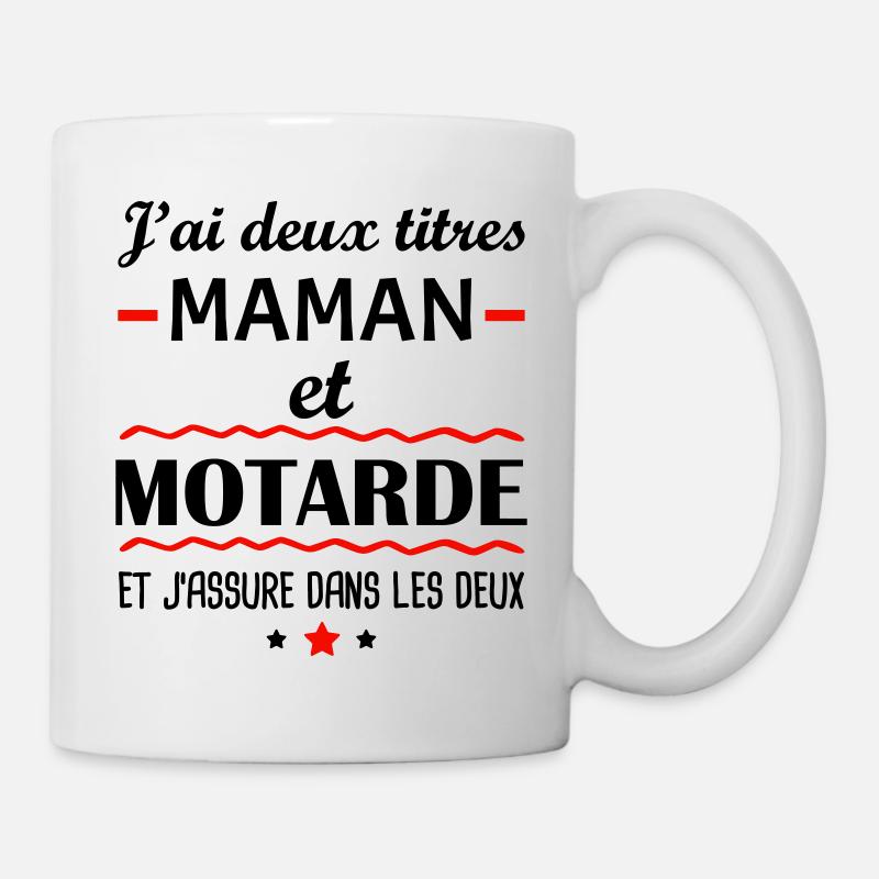 Deux titres maman et motarde, idée cadeau moto - Mug blanc - blanc