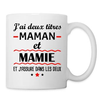 Deux titres maman et mamie, grand-mère, mémé - Mug blanc - blanc - Droite