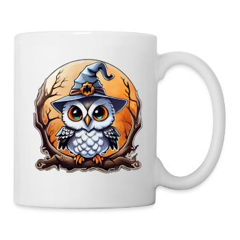 Eulenzauberer Zauberer, Eule und Hut - Tasse - Weiß - Rechts