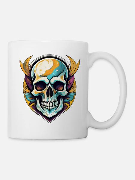 crâne artistique, squelette, morbide - Mug blanc - blanc