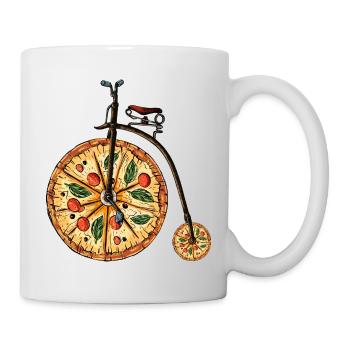 Pizza Pun With Penny Farthing Bicycle Art Bike Pun - Mug - white - Right