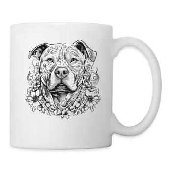 American Staffordshire Terrier avec des fleurs - Mug blanc - blanc - Droite