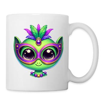 Mardi Gras Alien Kopf Comic Maske - Tasse - Weiß - Rechts