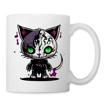 Chat Zombie Yeux Verts - Mug blanc - blanc - Droite