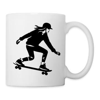Skateboarding Woman Silhouette Skateboard - Mug - white - Right