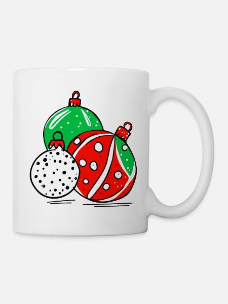 Weihnachtliche Dekokugeln - Tasse - Weiß