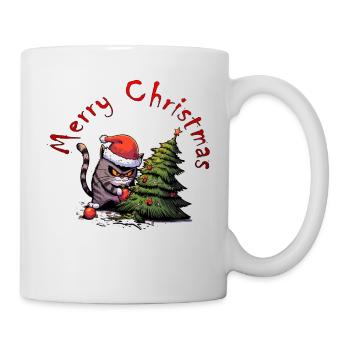 angry christmas cat - Mug - white - Right